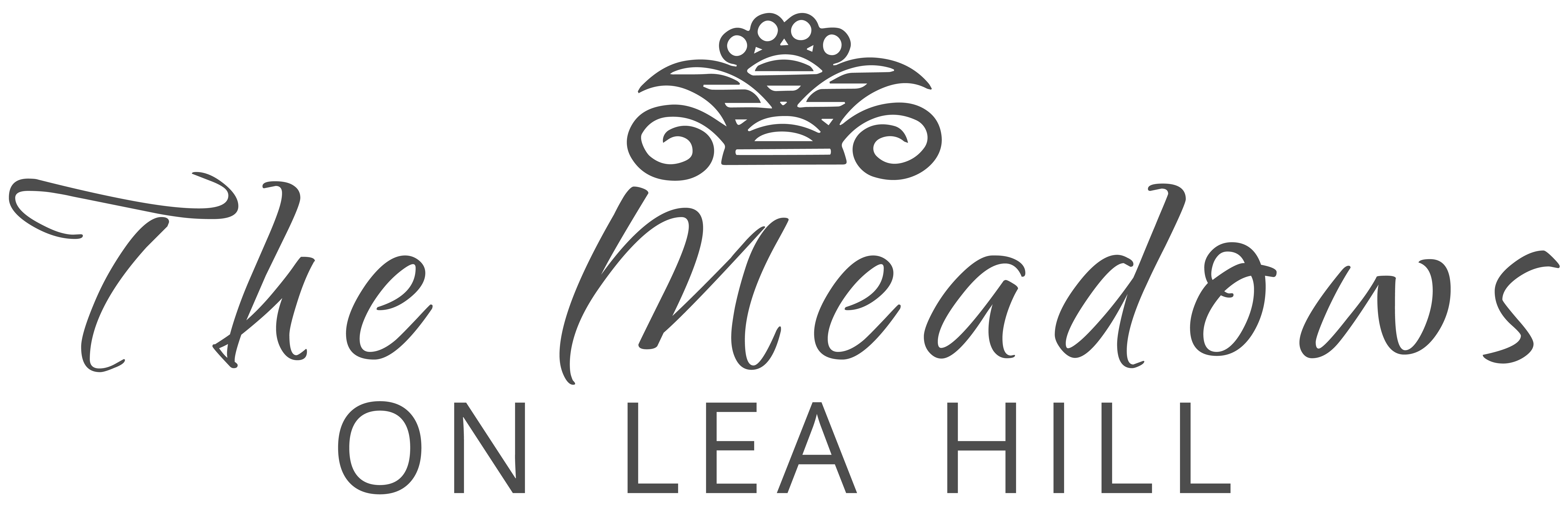The Meadows on Lea Hill logo with a crown on top.